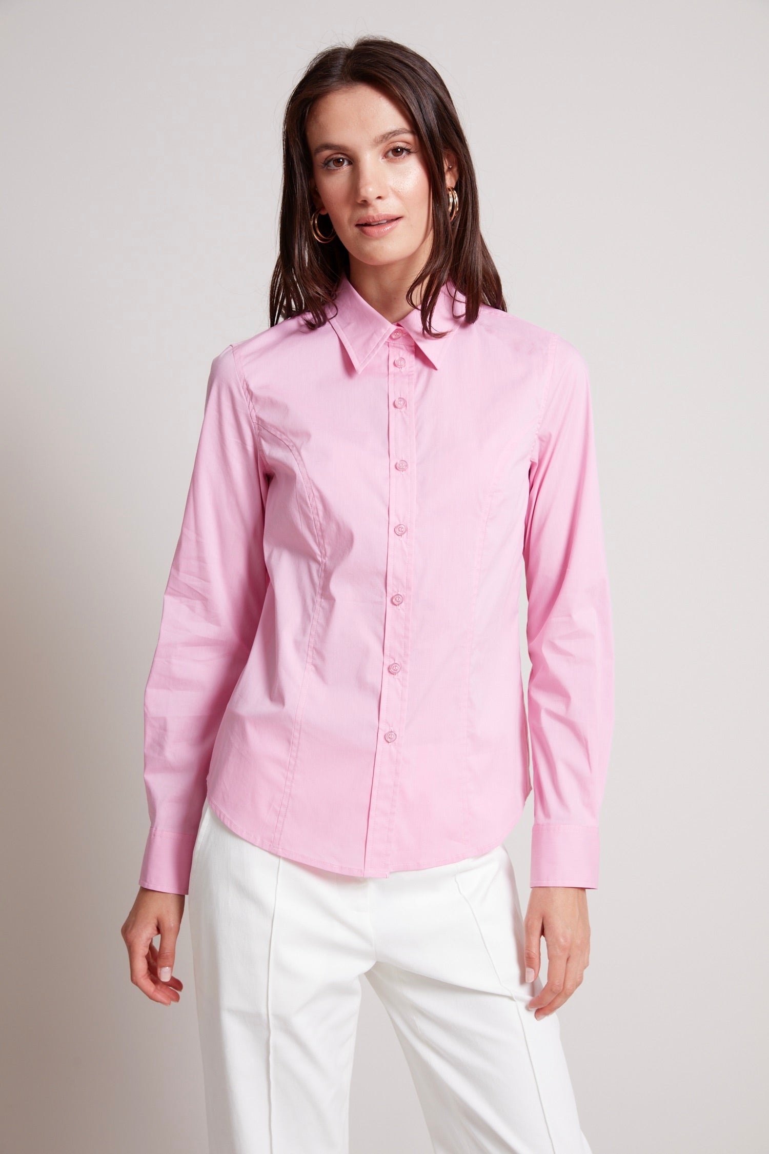 Tina princess cut semi-fitted buttoned down stretch shirt