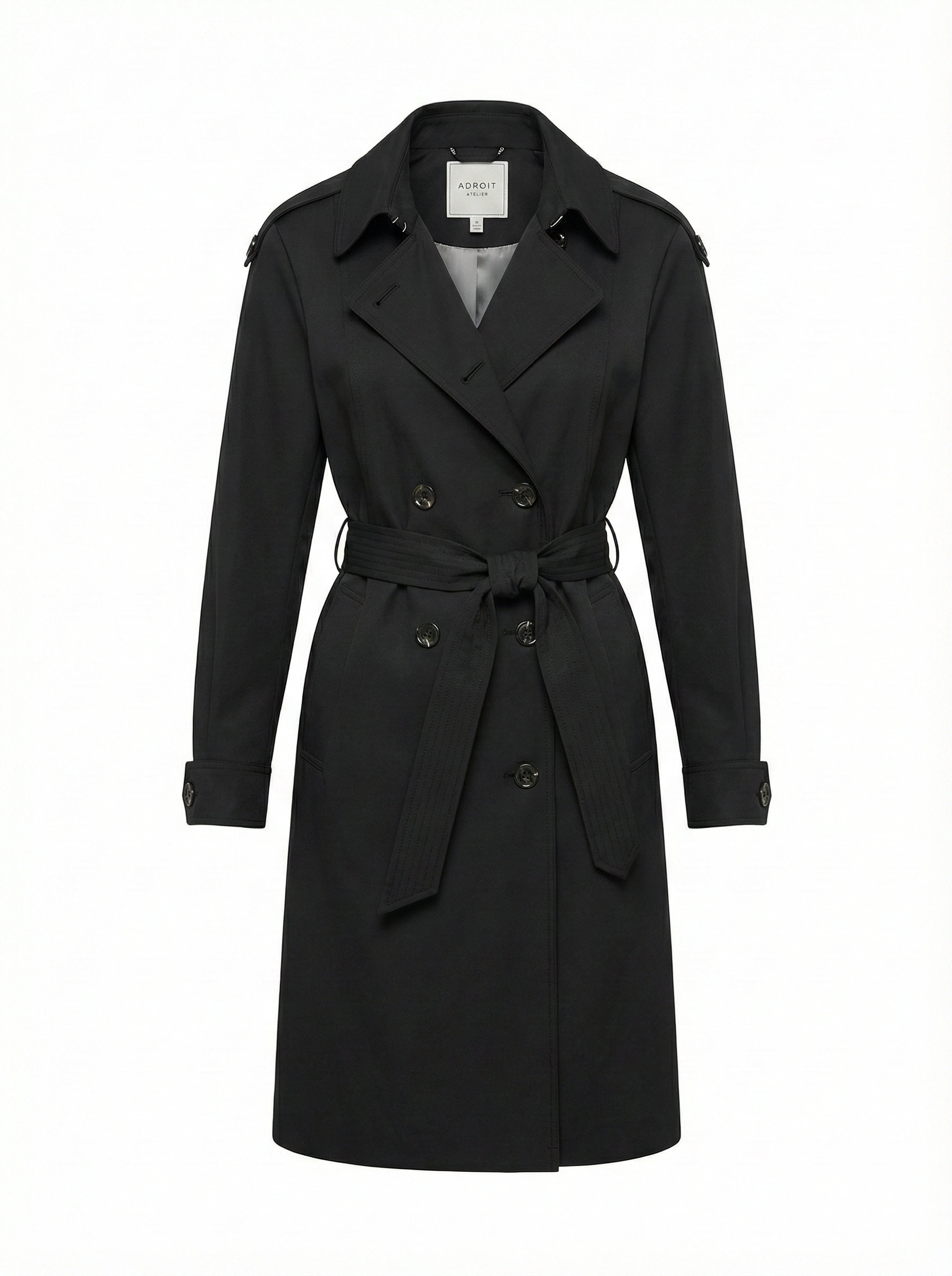 Troy double breasted trench coat with inverted back pleat