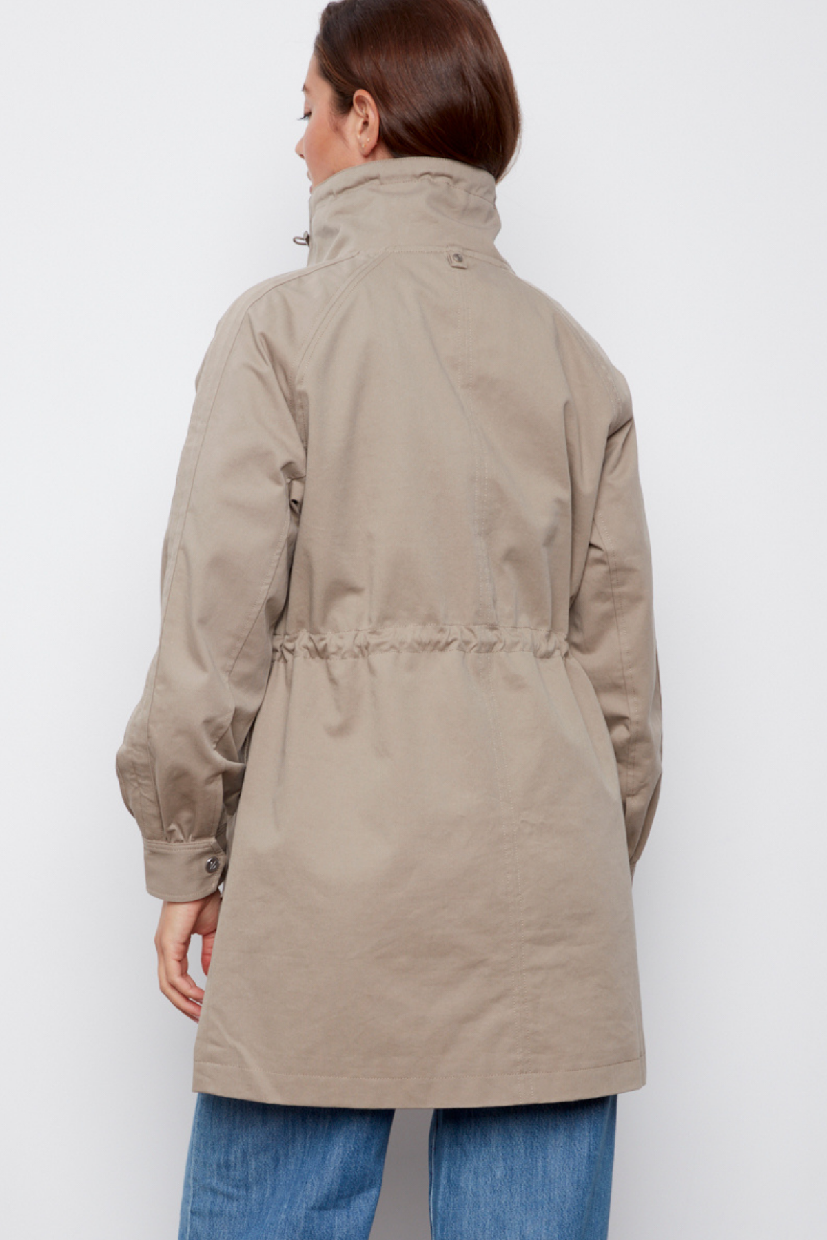 Callie, canvas anorak with high mock neck