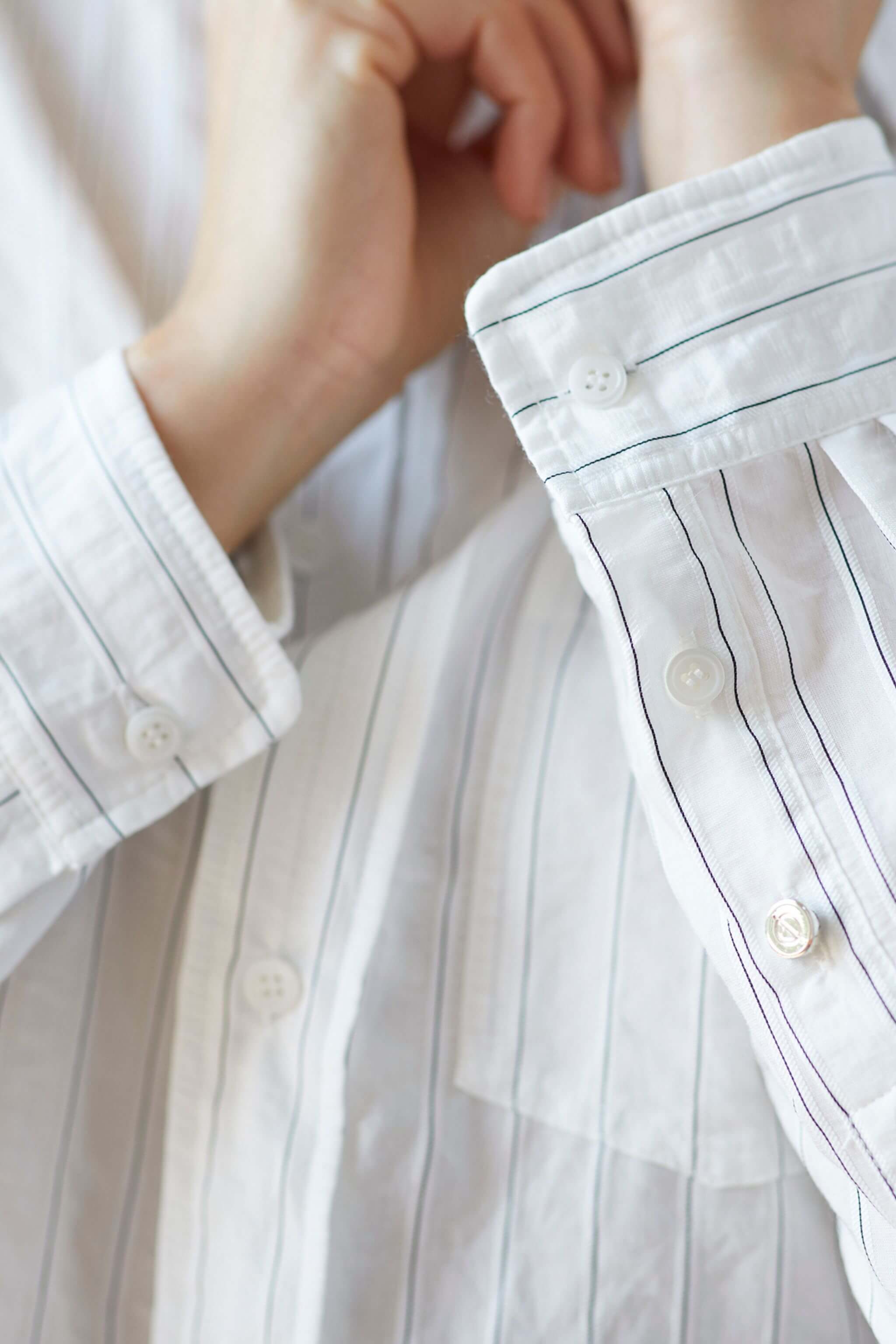 Kean boyfriend cut thin striped button down shirt