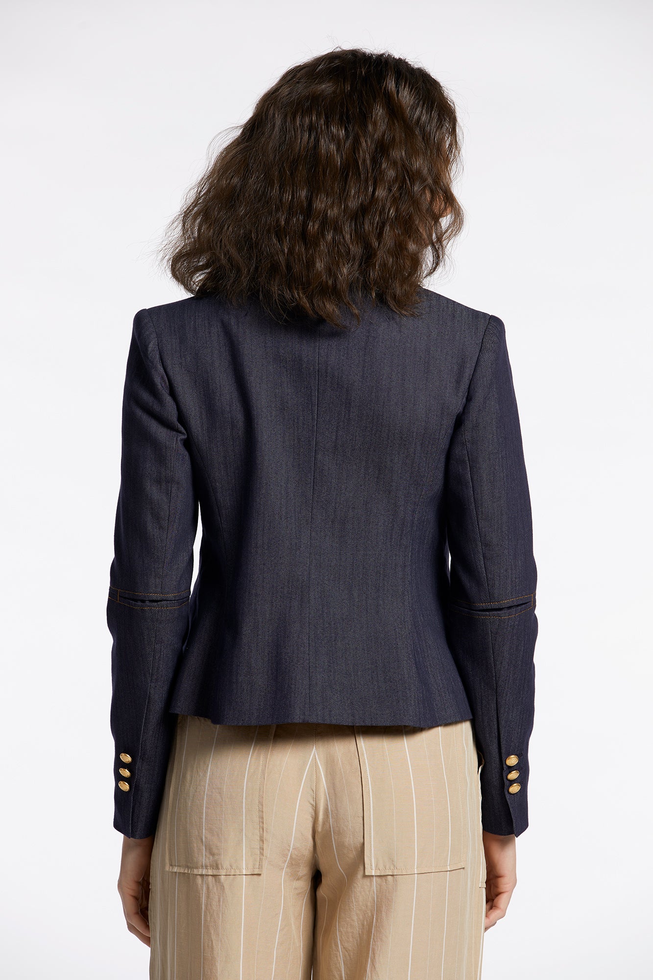 Blazer en denim extensible à double boutonnage Nevada