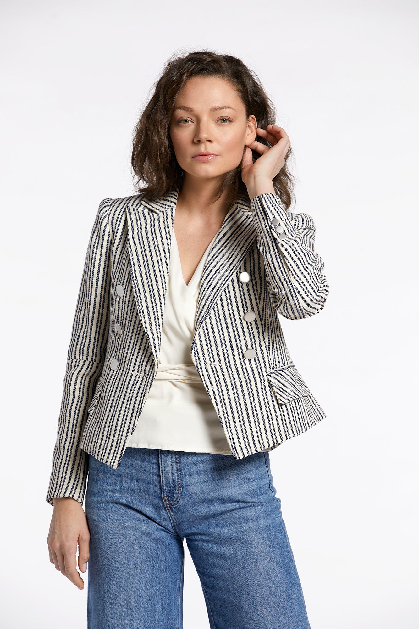 Blazer à rayures à double boutonnage Nicole