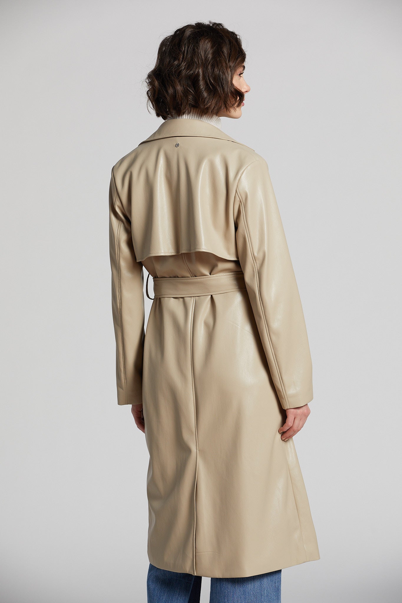 Nina faux leather wrap coat