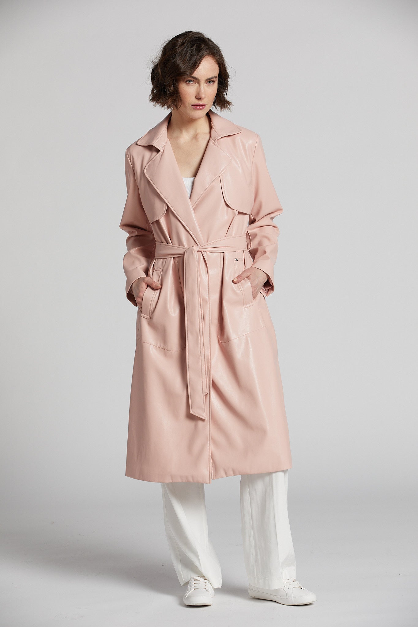 Nina Faux Leather Wrap Coat