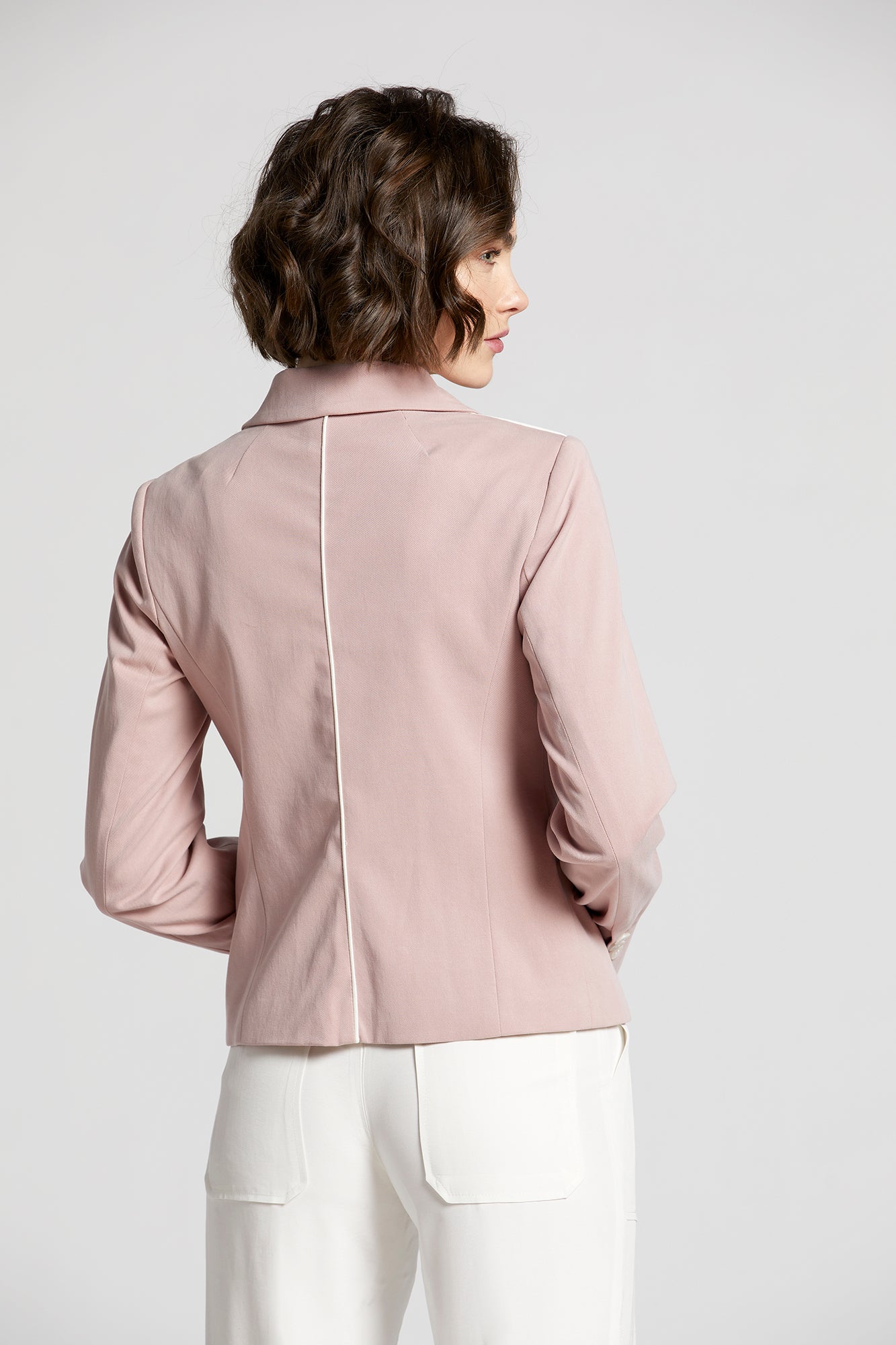 Noa Single Breasted Stretch Blazer With Piping
