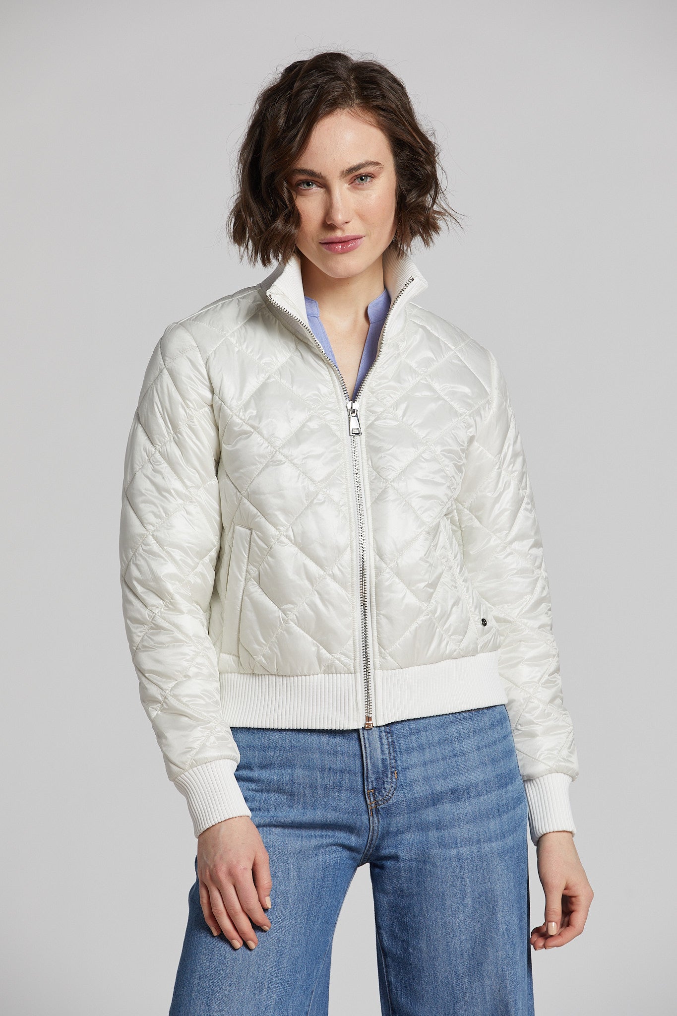 Nour quilted bomber with knit trim