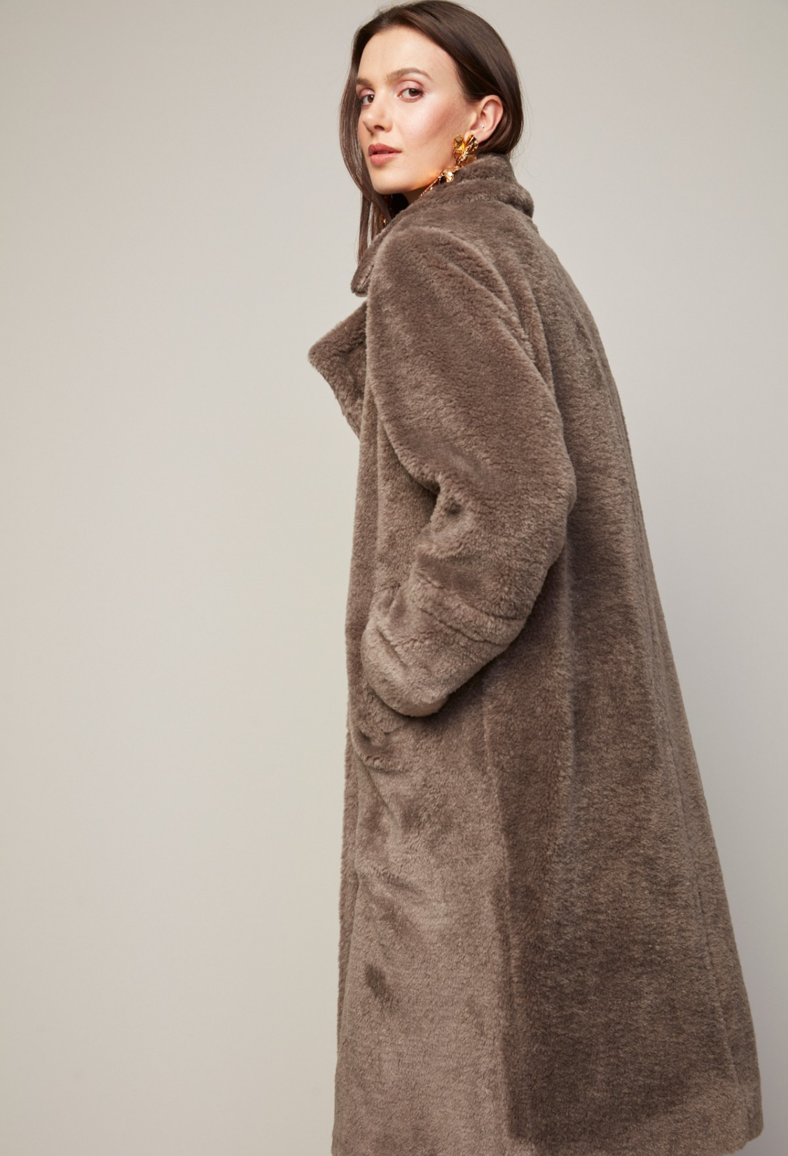 Bear, manteau long à double boutonnage en fausse fourrure