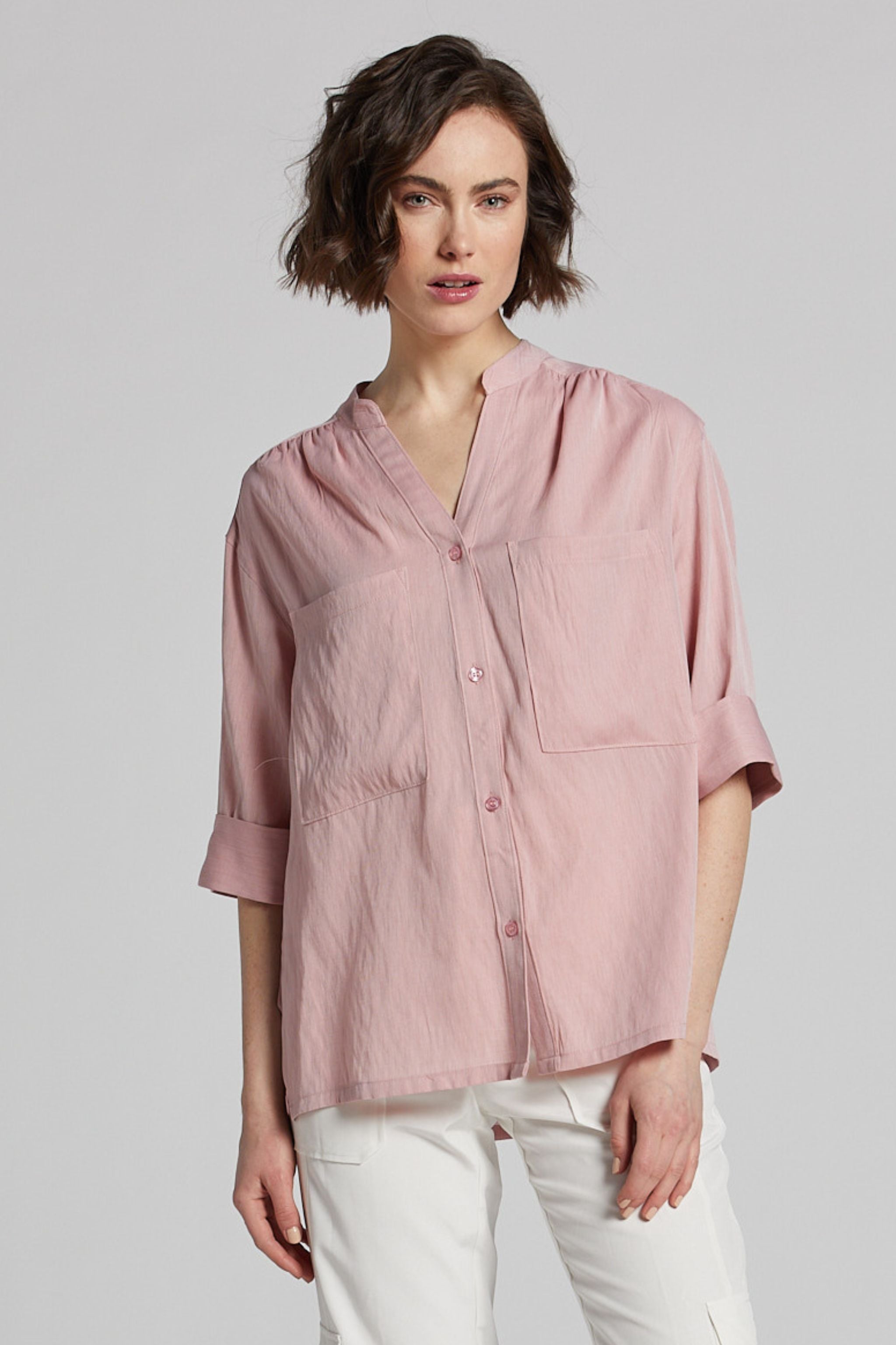 Nala Oxford Shirting Patch Pocket Blouse