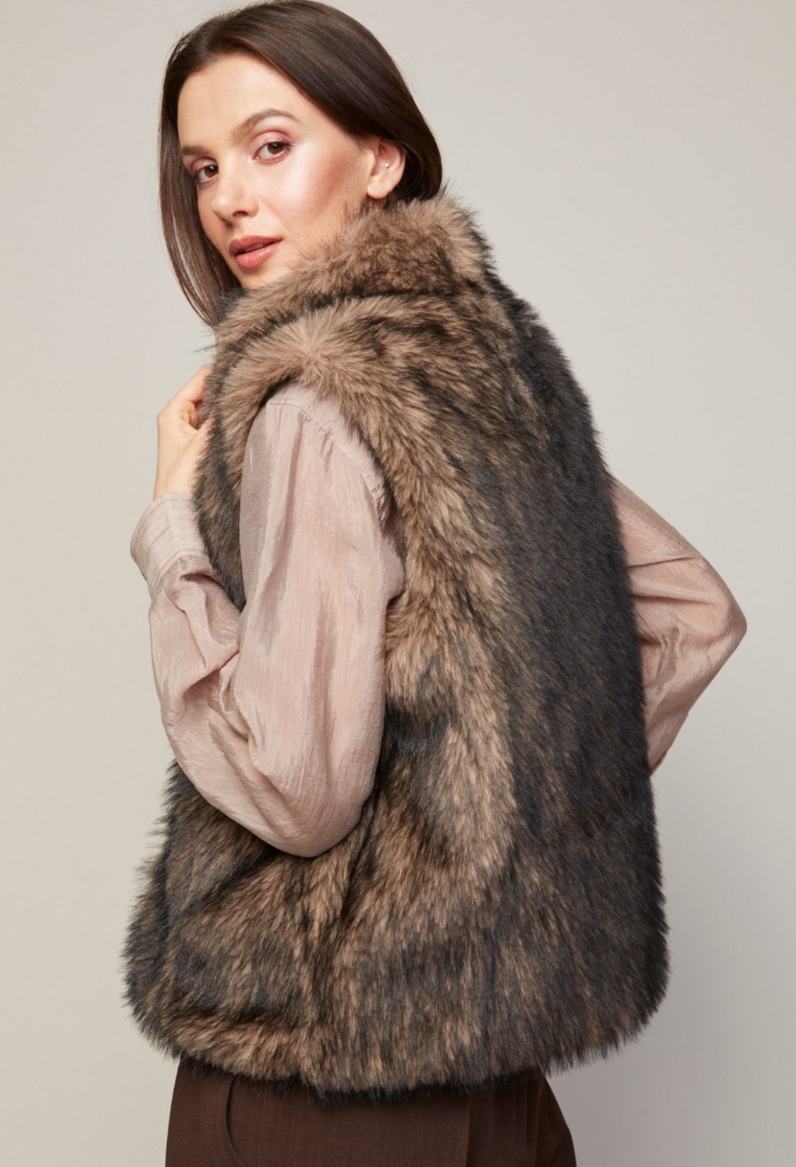 Blossom, gilet sans manches en fausse fourrure