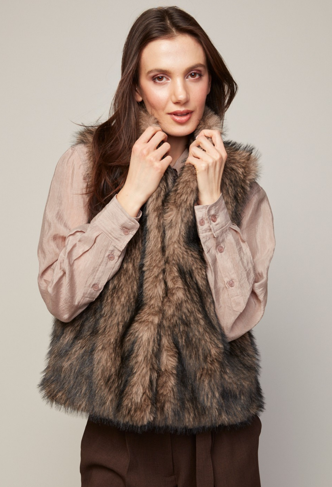 Blossom, gilet sans manches en fausse fourrure