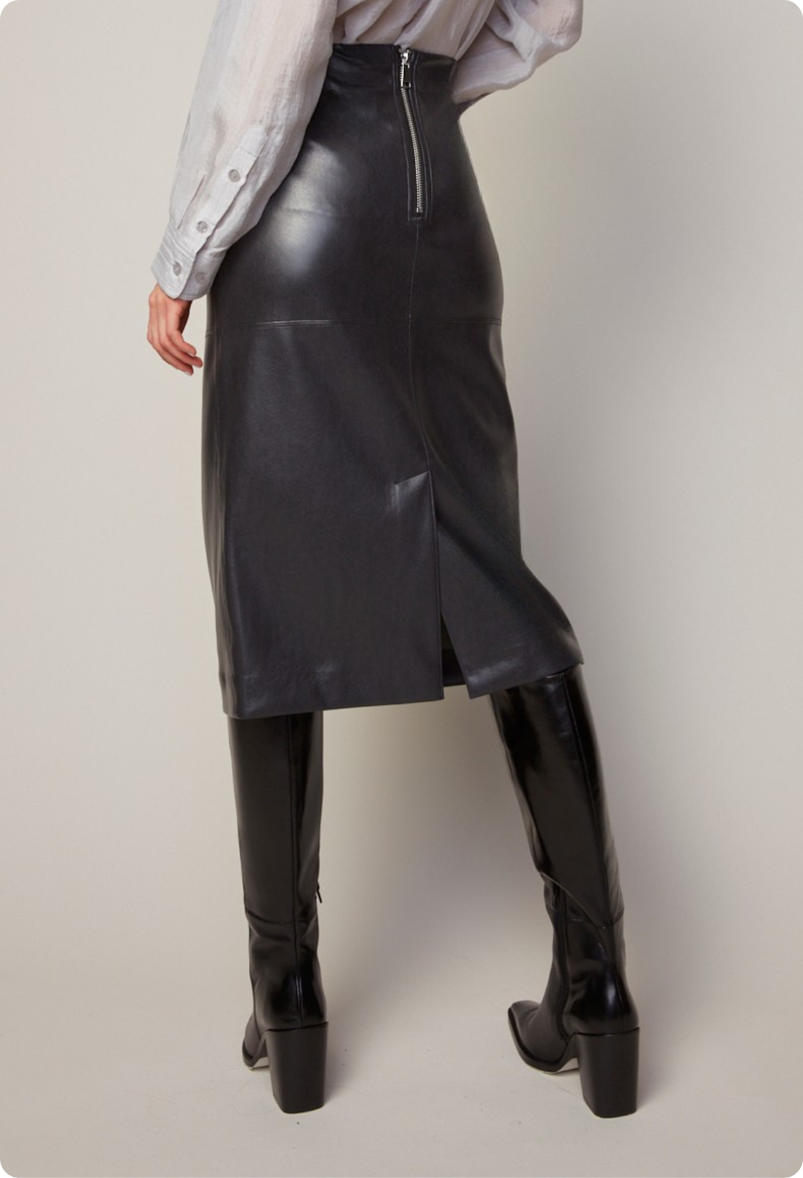 Brandy stretch vegan leather pencil skirt