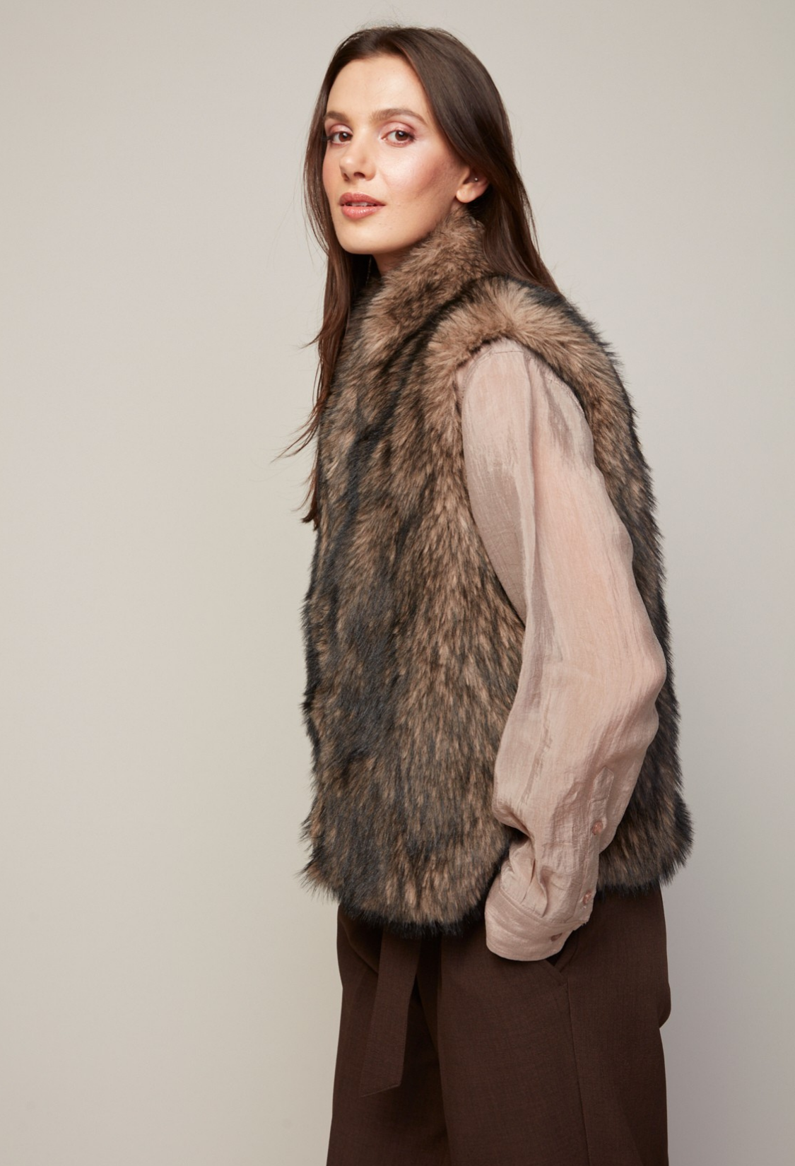 Blossom, gilet sans manches en fausse fourrure