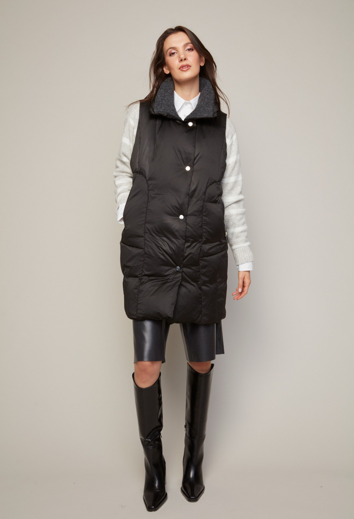 Padma, gilet en duvet mi-long