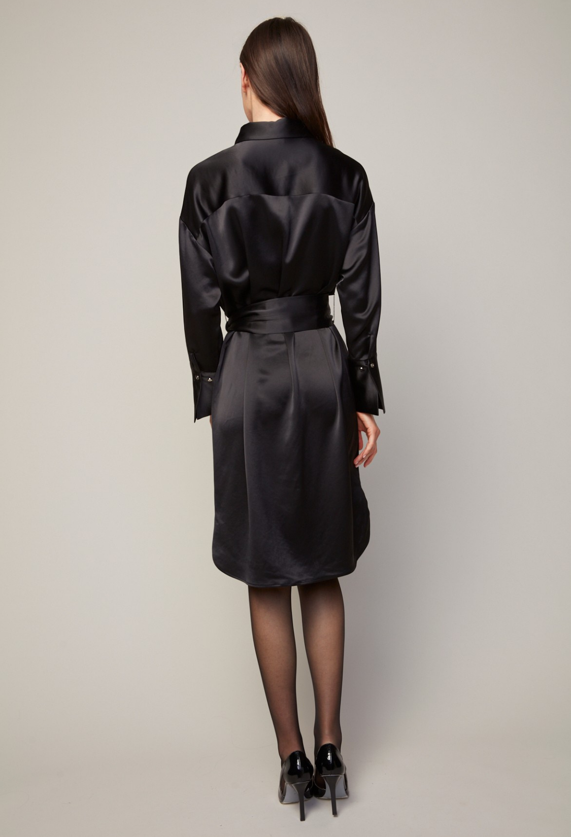 Bindie pull over shirt dress with removable sash