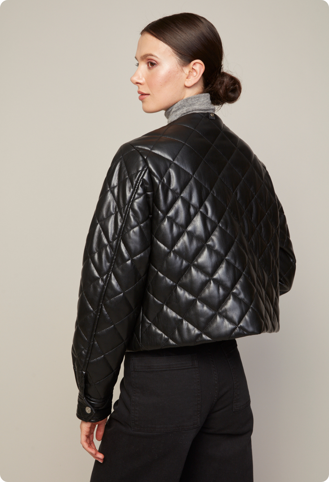 Baya, veste sans col en cuir végan