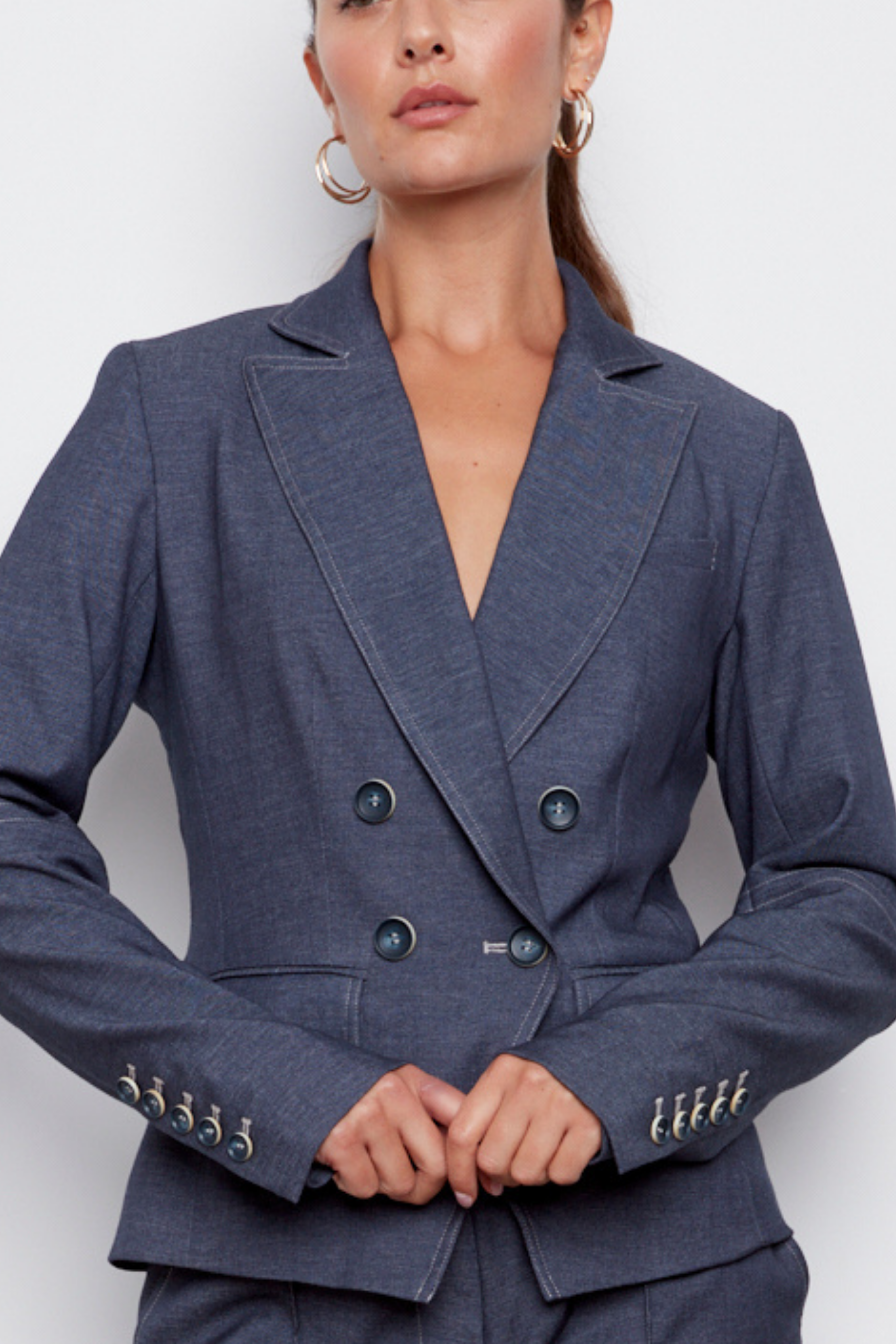 Carlisle, double breasted stretch signature blazer