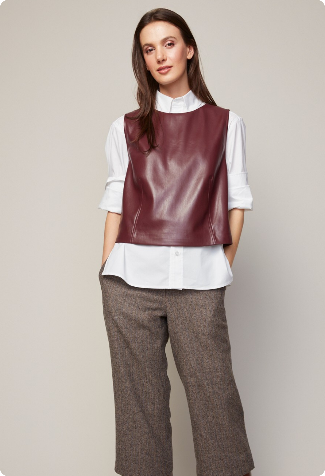 Bonnie stretch vegan leather sleveless top