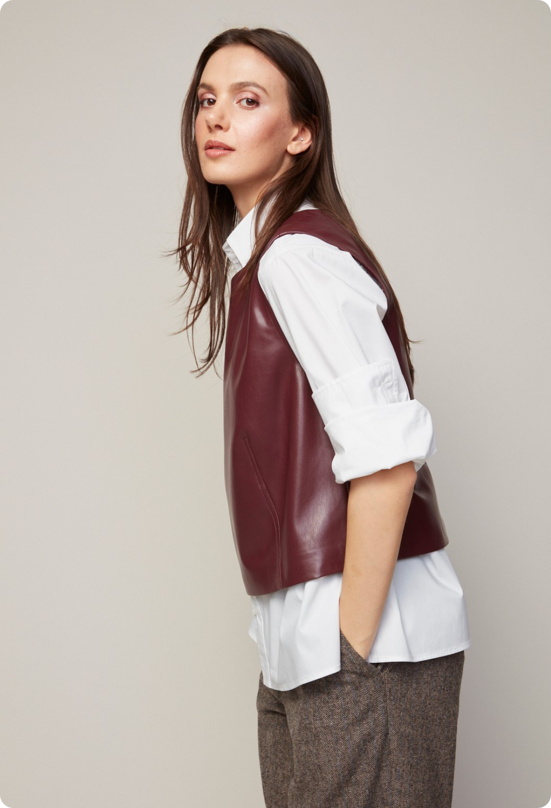 Bonnie stretch vegan leather sleveless top