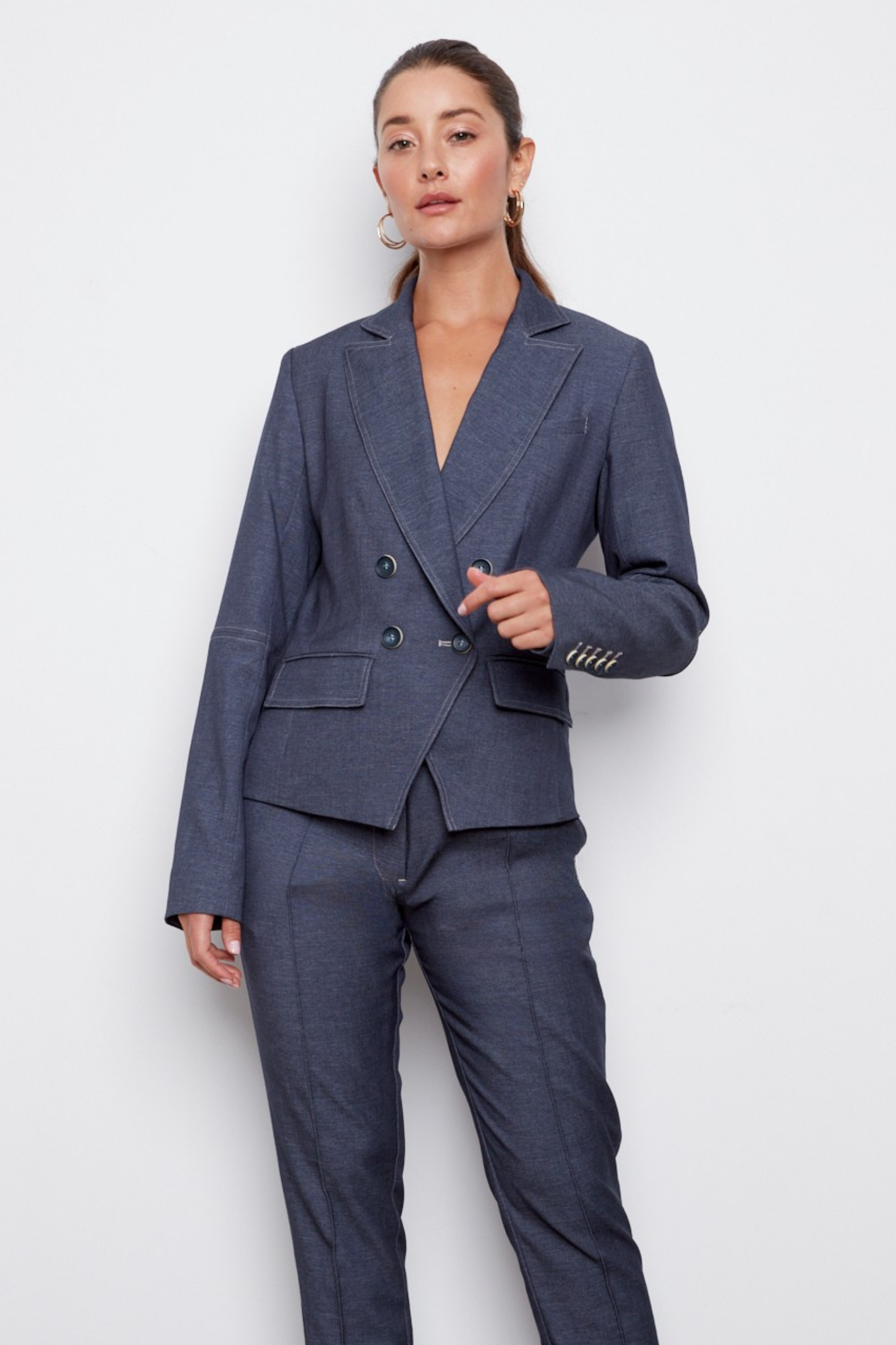 Carlisle, double breasted stretch signature blazer