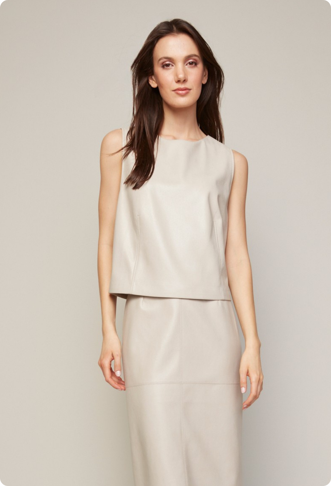 Bonnie stretch vegan leather sleveless top