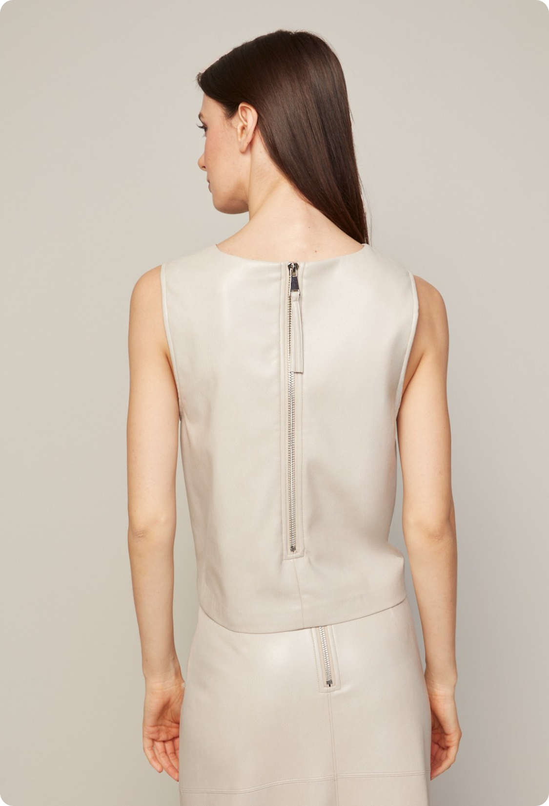 Bonnie stretch vegan leather sleveless top