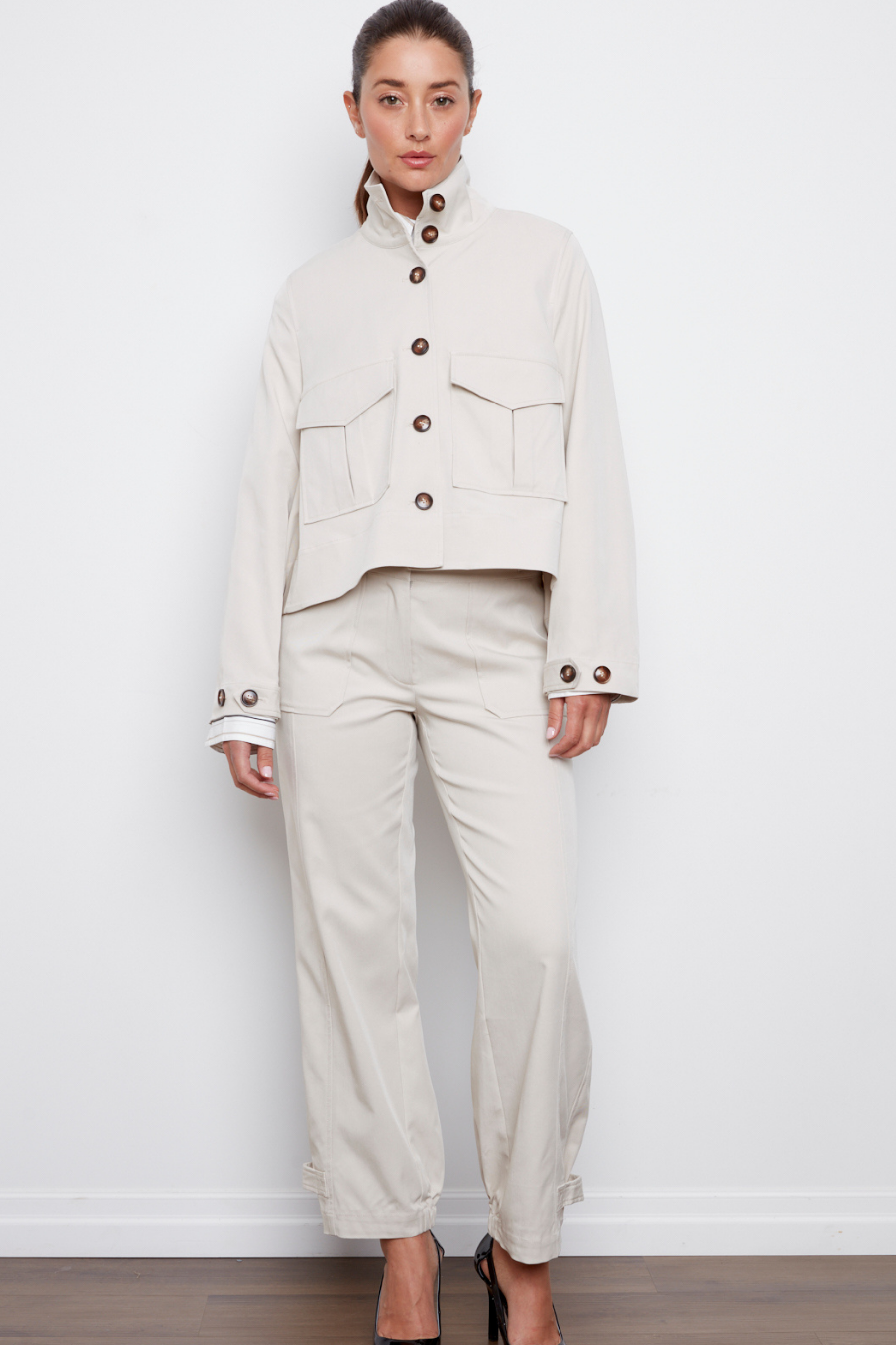 Celine,Button-front jacket with a slightly high-low hem