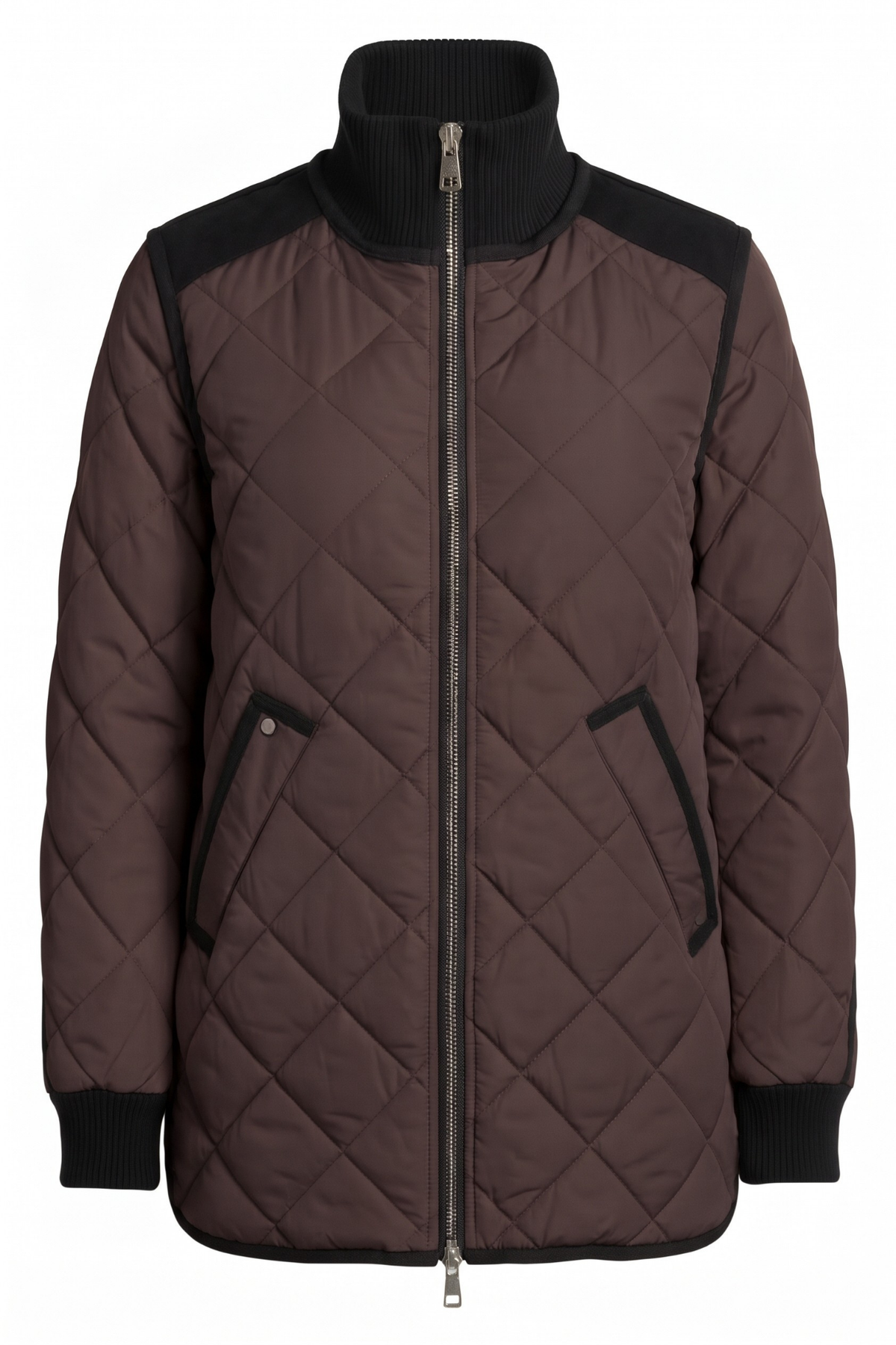 Livia, high-rib funnel-neck collar quilted jacket