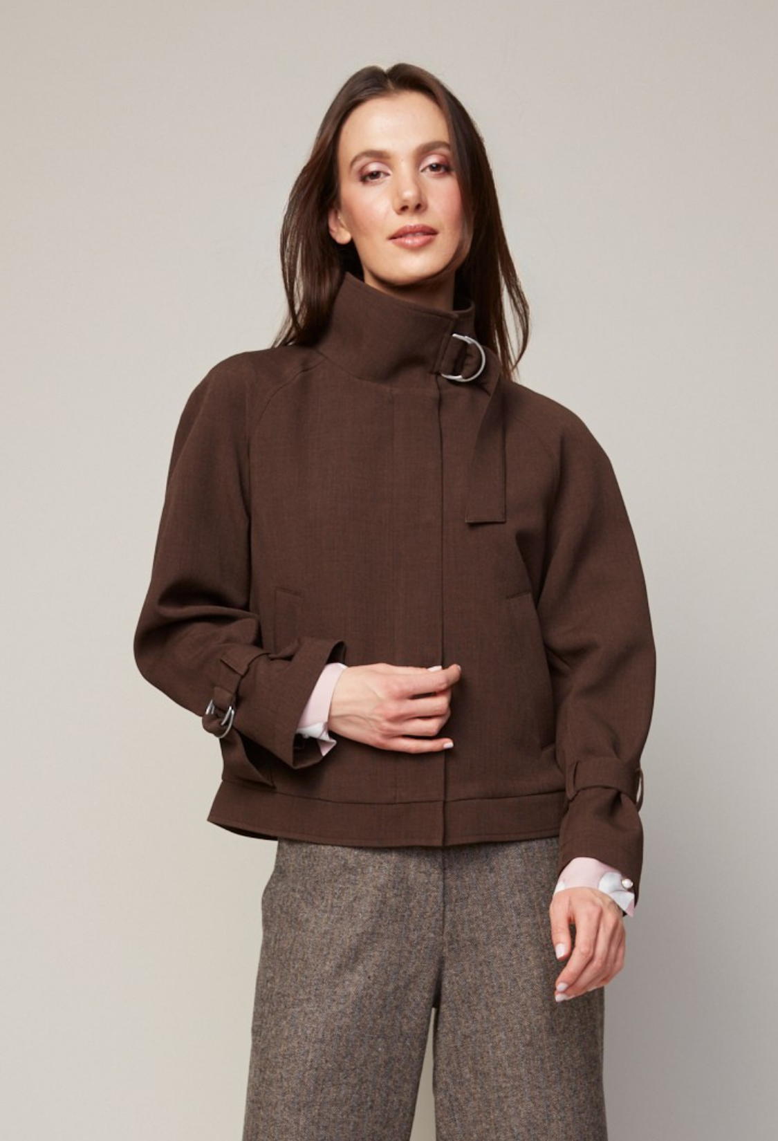 Brianna zip front raglan sleeve jacket