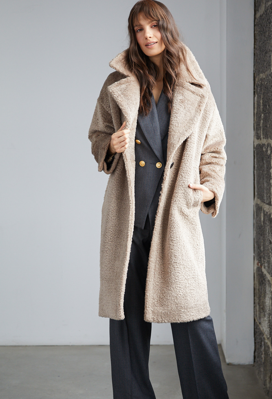 Long manteau en fausse fourrure Polly