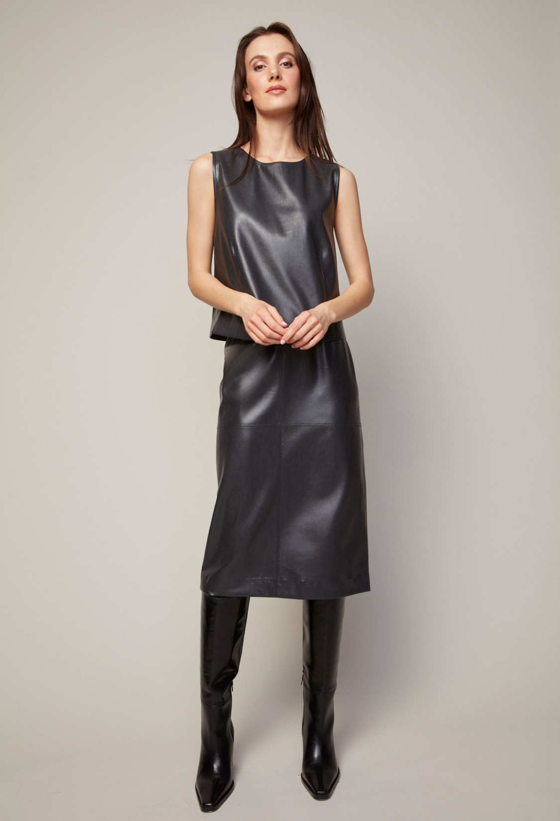 Bonnie stretch vegan leather sleveless top