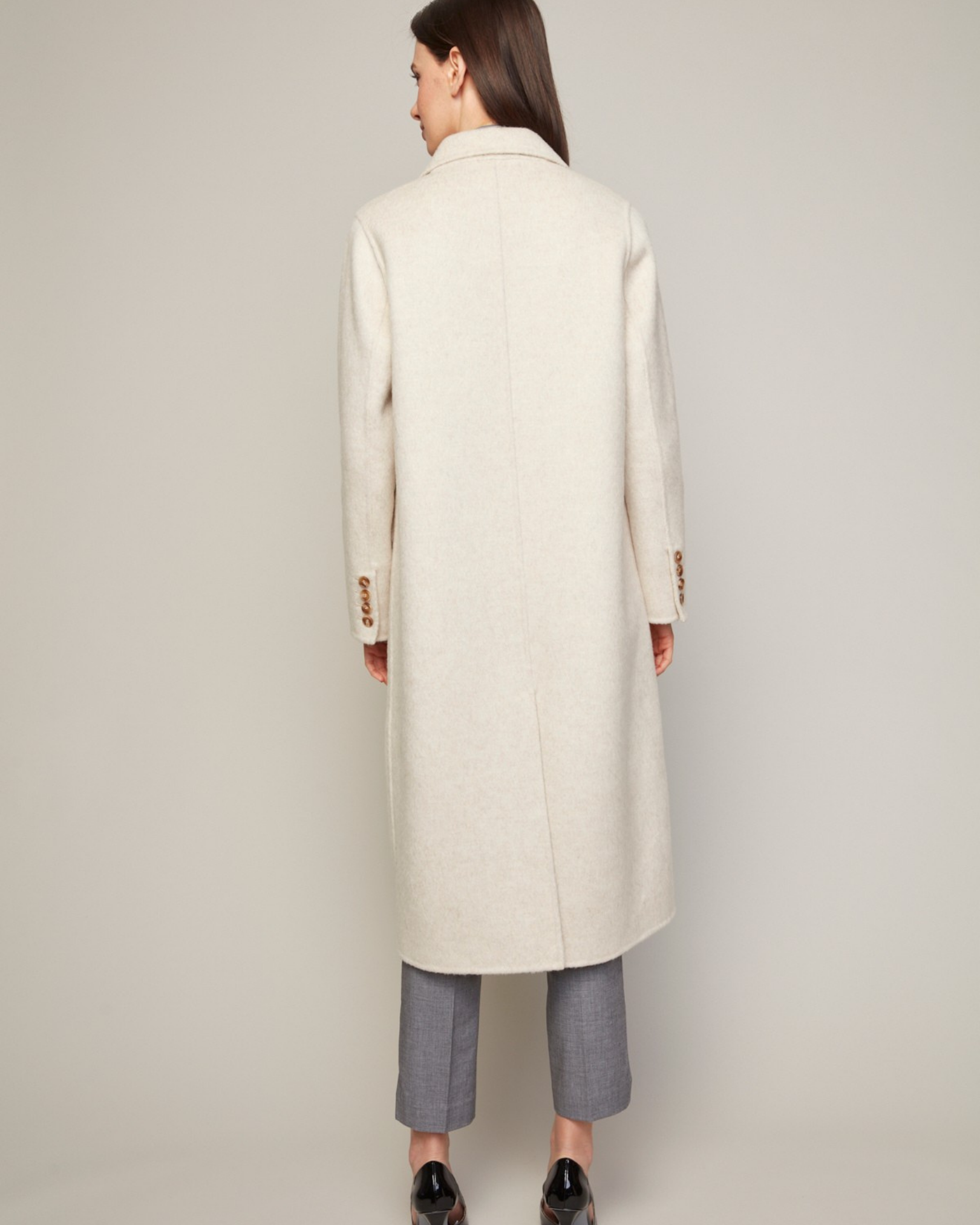 Bennett, manteau long double face en mélange de laine à double boutonnage