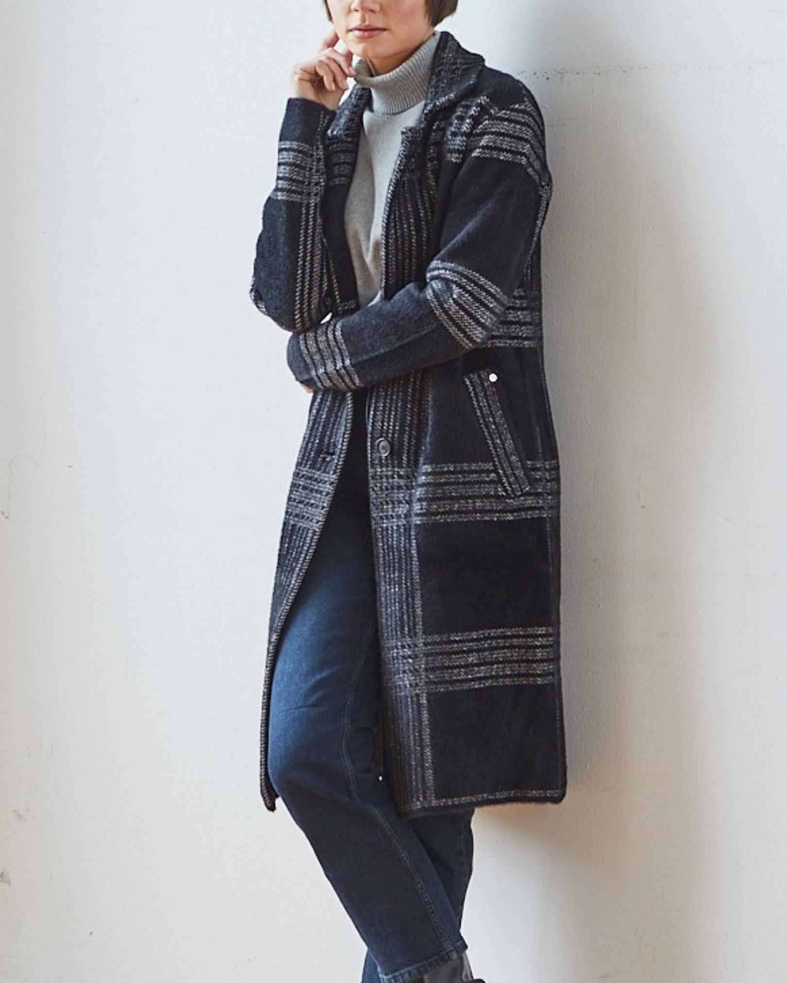 Lorie, manteau en maille à simple boutonnage