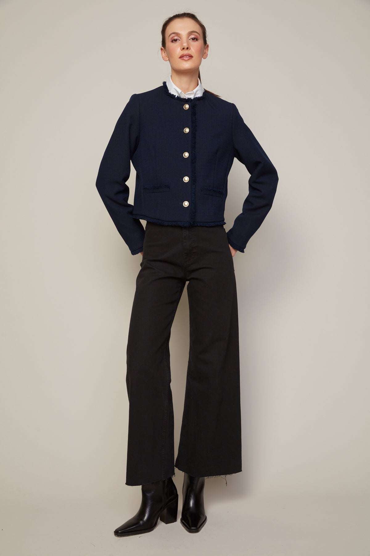 Béatrice, blazer court  à franges