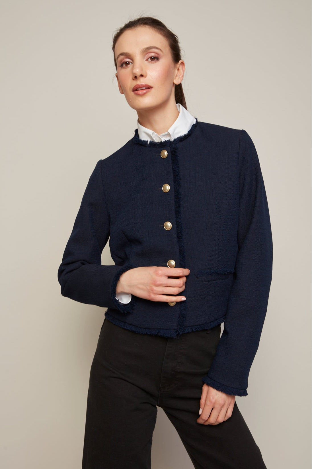 Béatrice, blazer court  à franges
