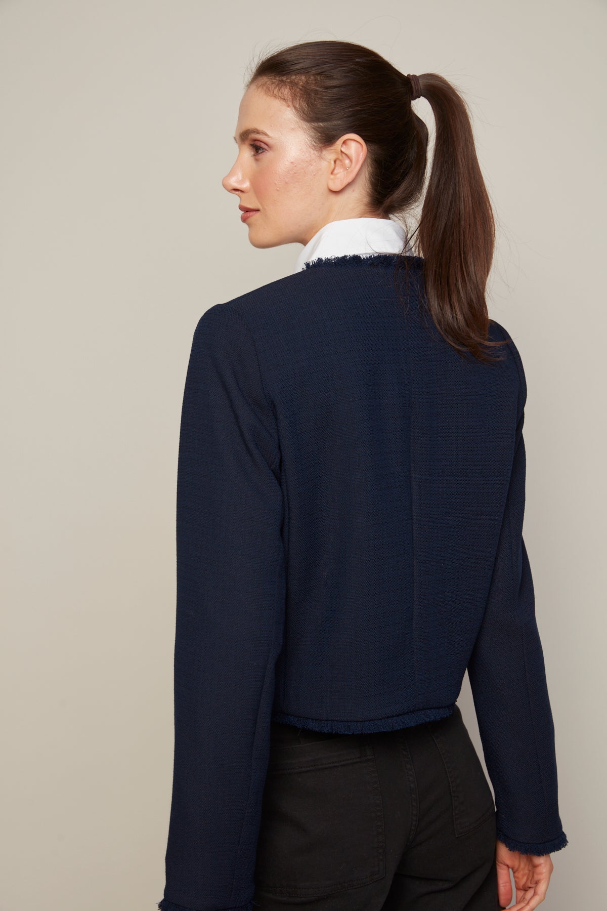 Béatrice, blazer court  à franges