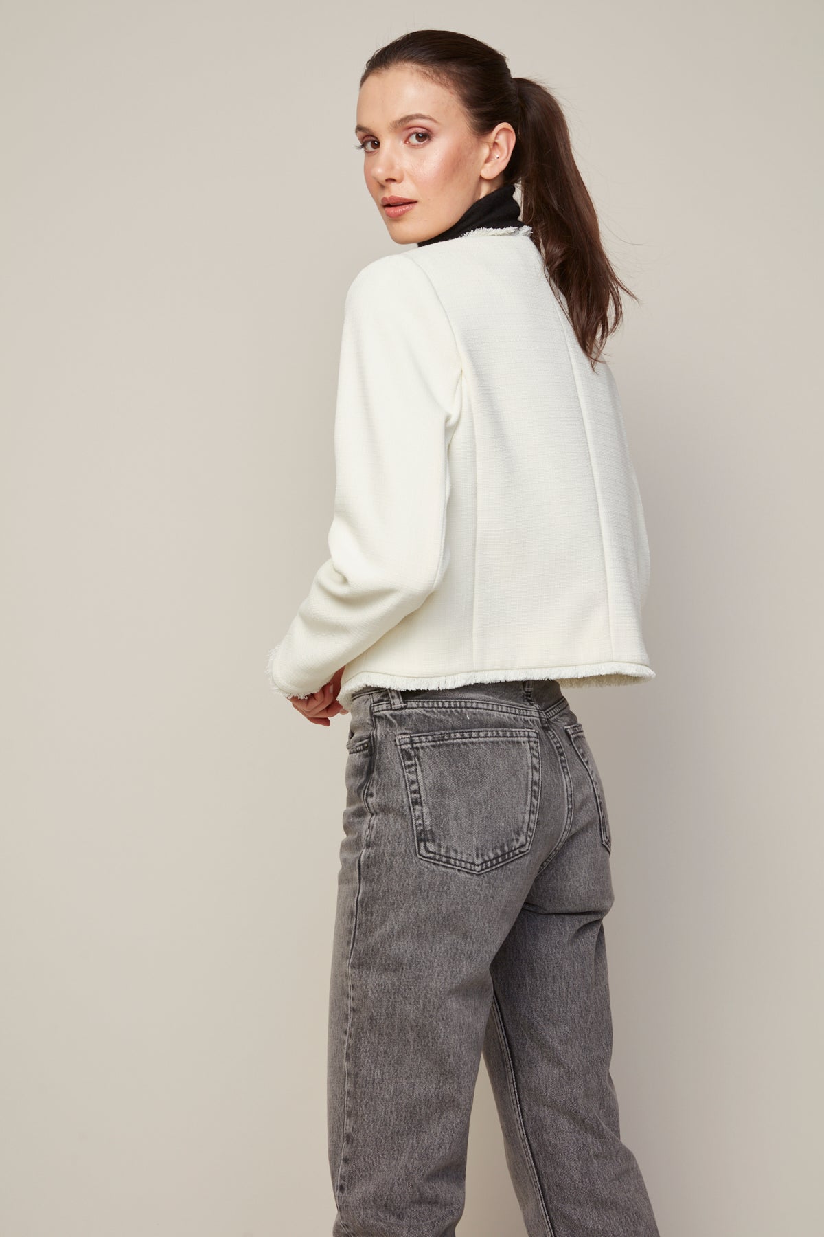 Béatrice, blazer court à franges