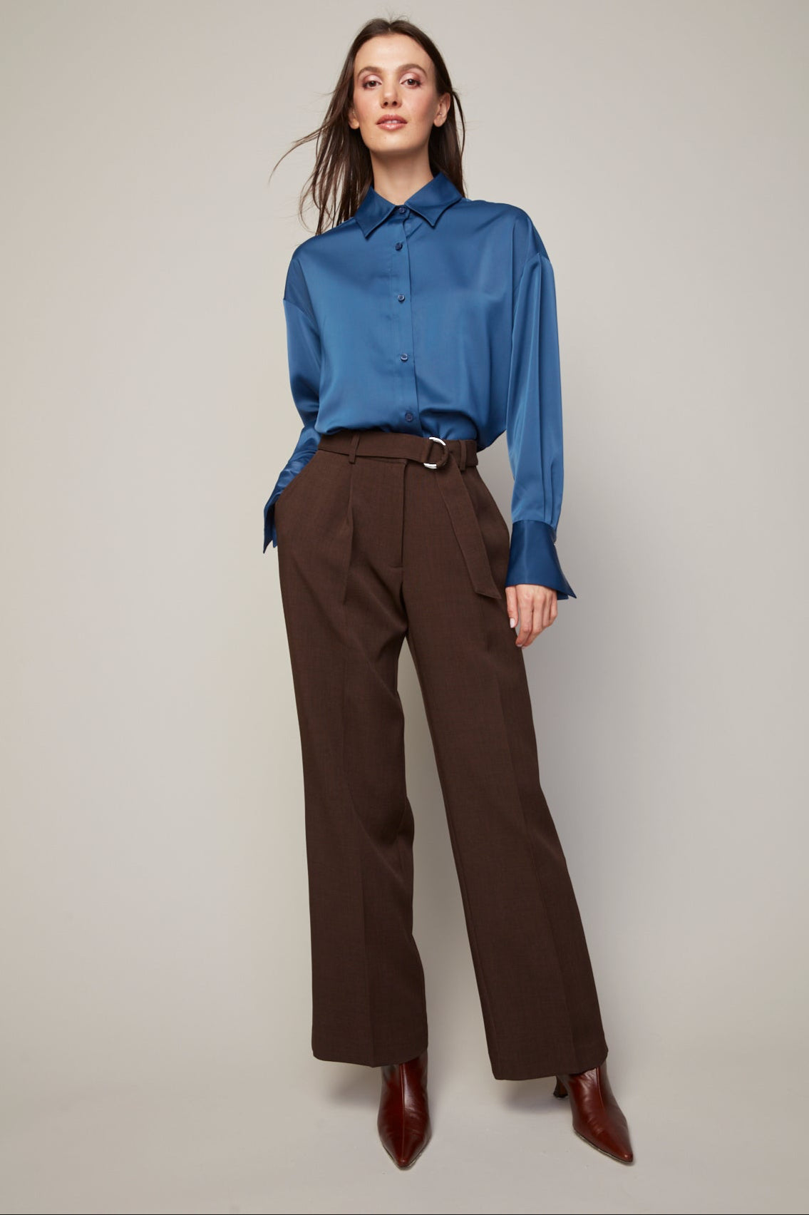 Bellamy, chemisier boutonné en satin