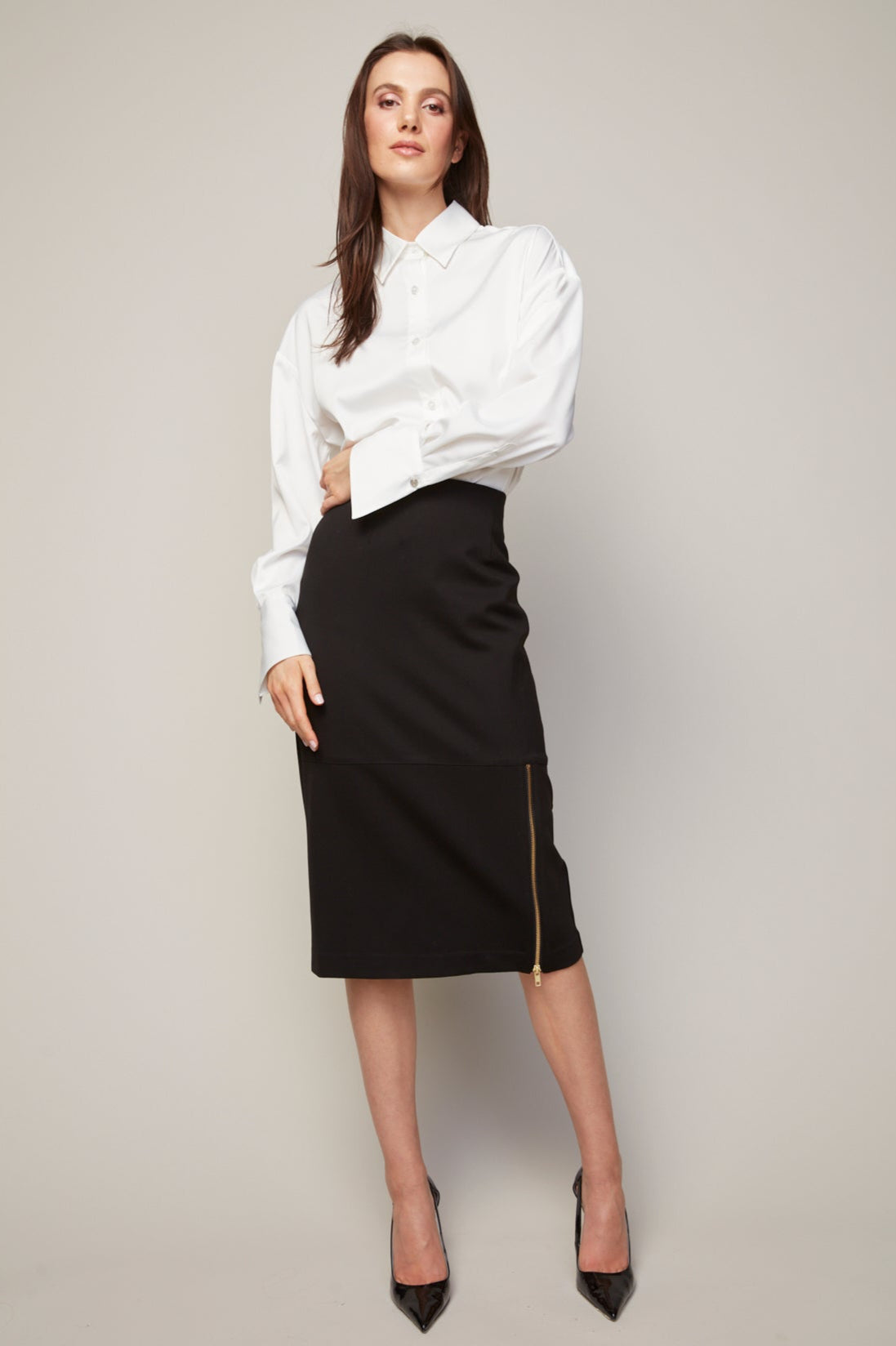 Bellamy, chemisier boutonné en satin