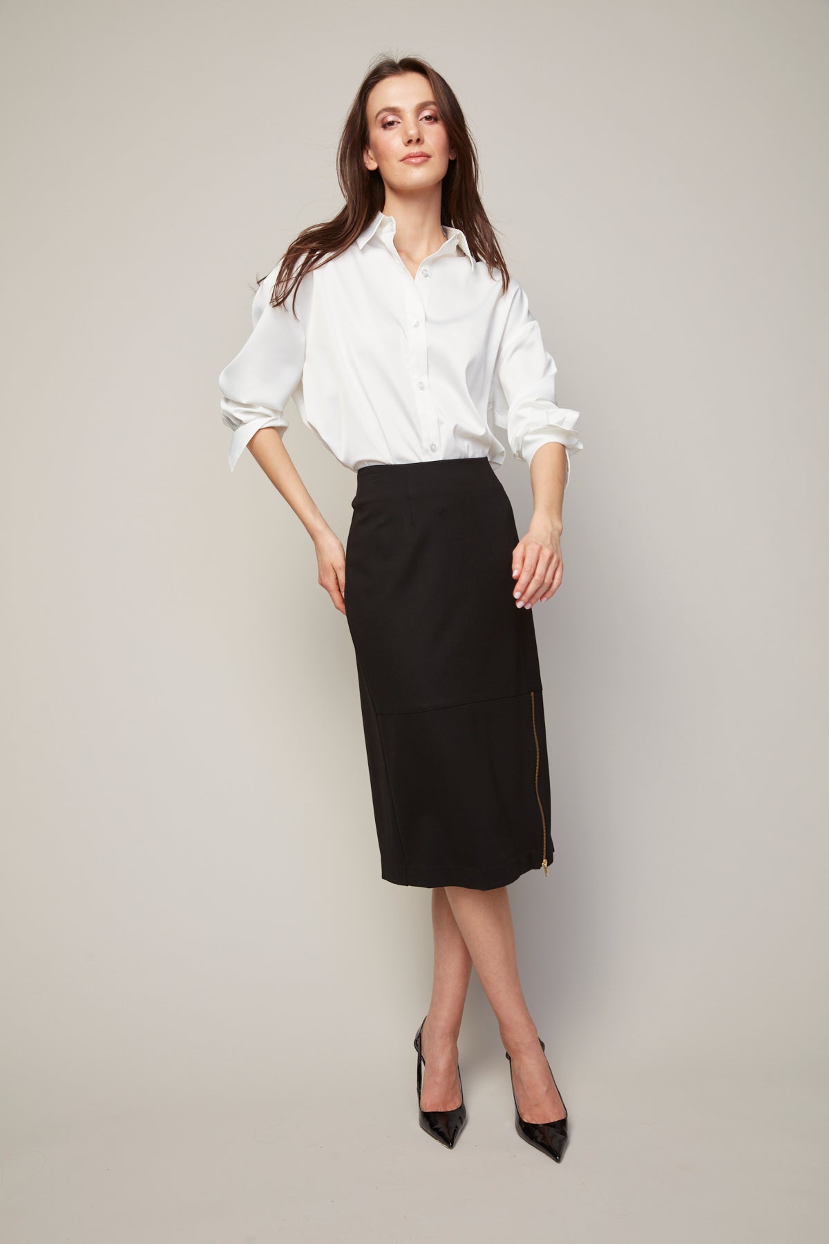 Bellamy, chemisier boutonné en satin