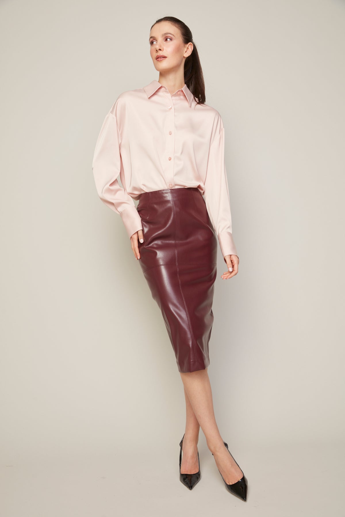 Bellamy, chemisier boutonné en satin