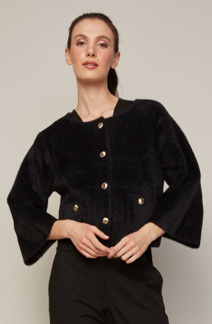 Bronte, cardigan boutonné  avec poches plaquées