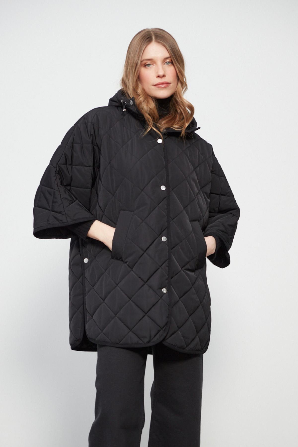 Birdie mid length hooded modern cape