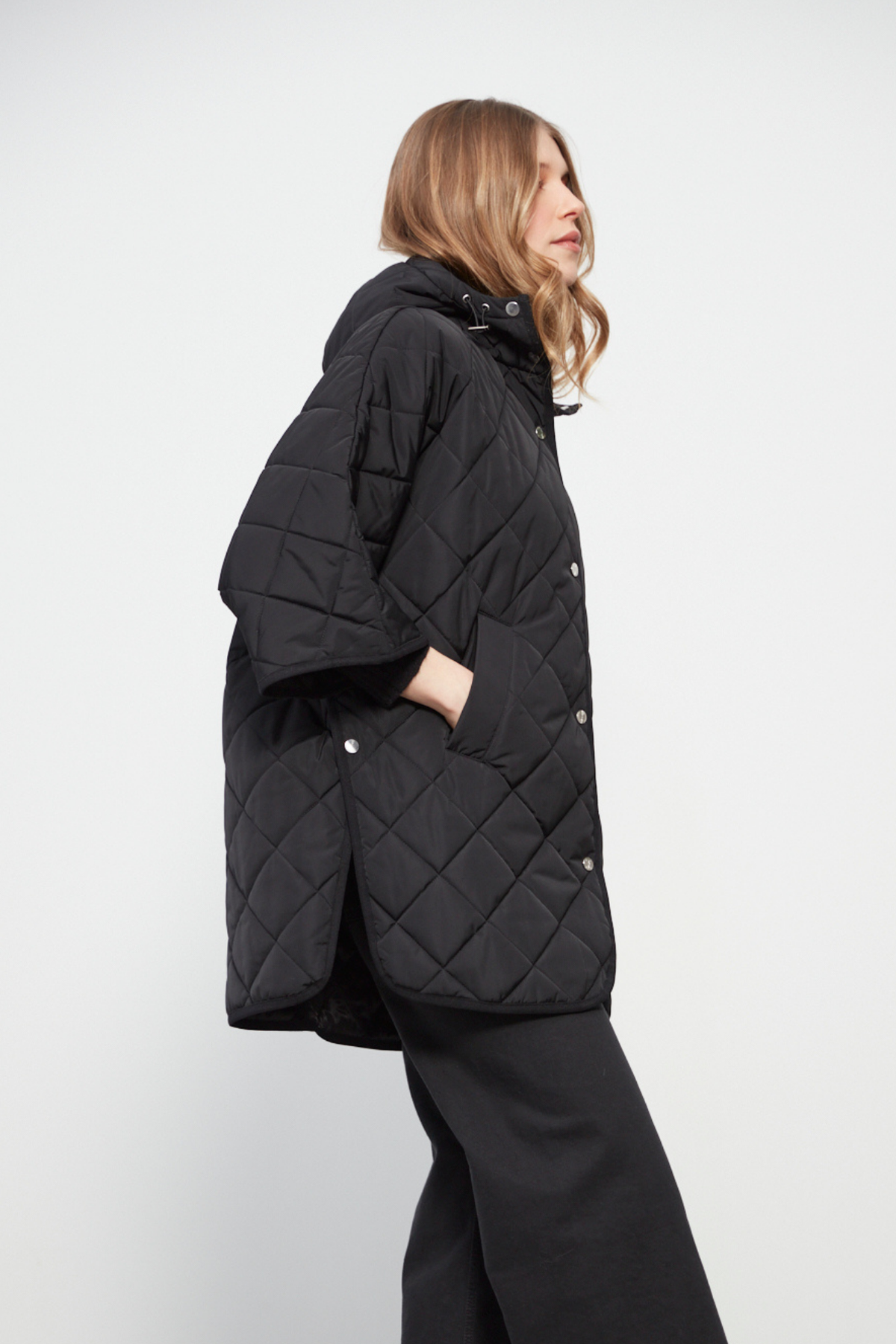 Birdie mid length hooded modern cape