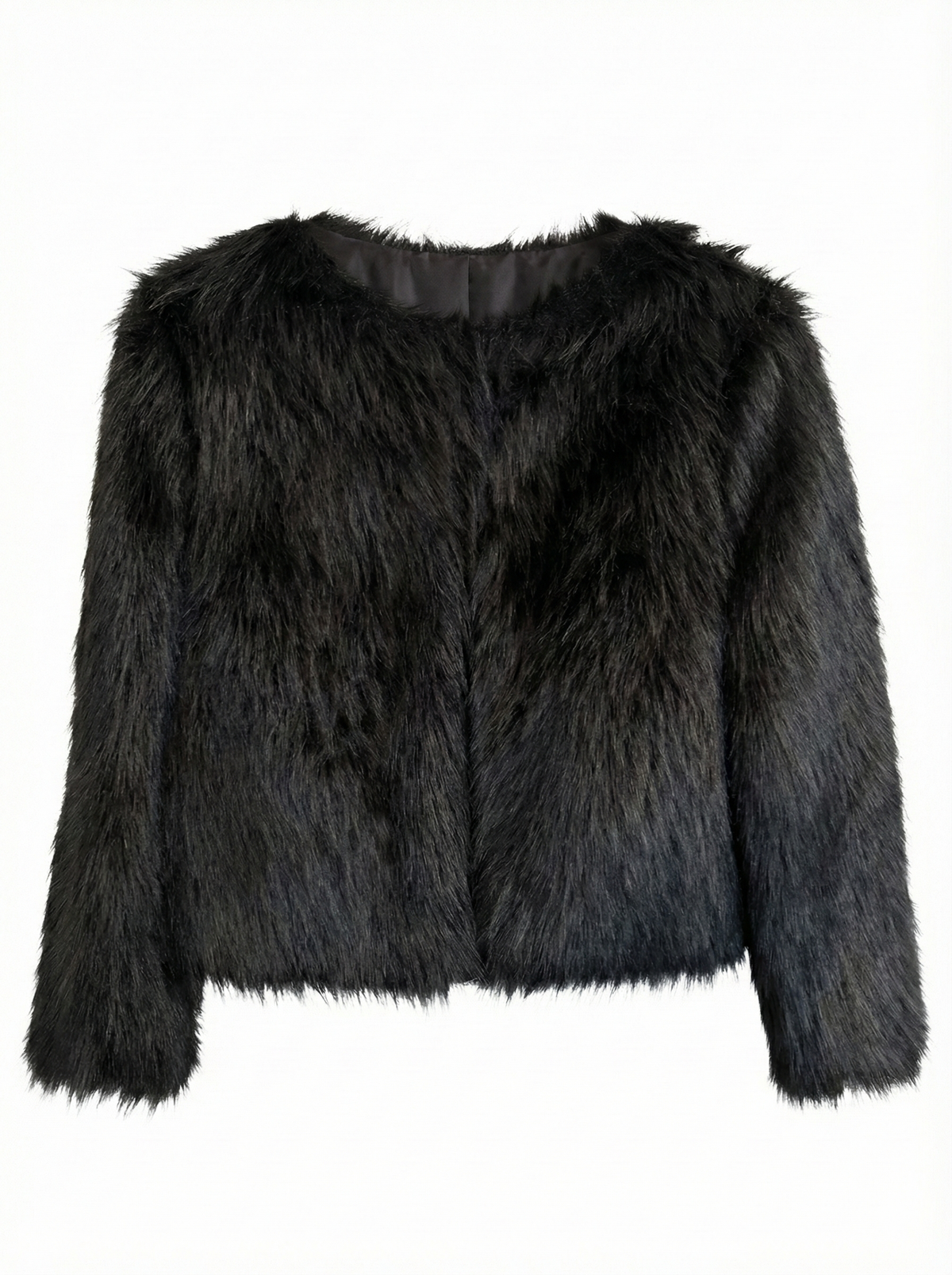 Blaine collarless faux fur jacket