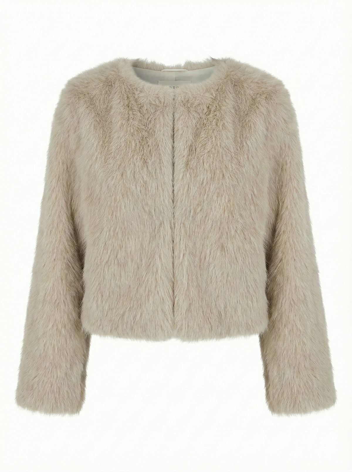 Blaine collarless faux fur jacket