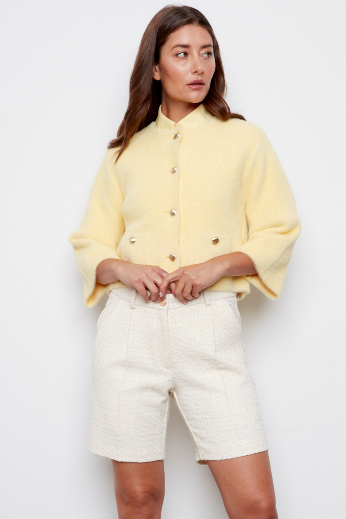 Bronte, buttoned front knitted cardigan with patch pockets