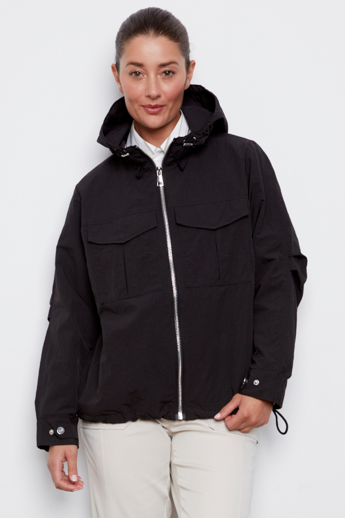 Charlie, hooded zip front windbreaker