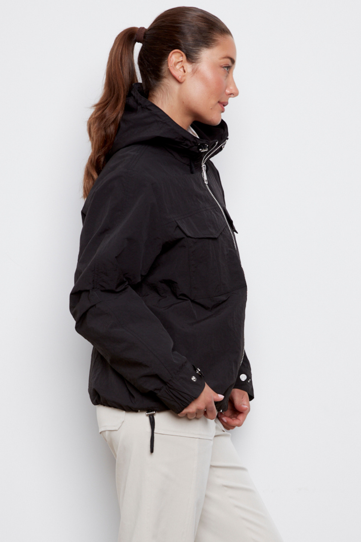 Charlie, hooded zip front windbreaker
