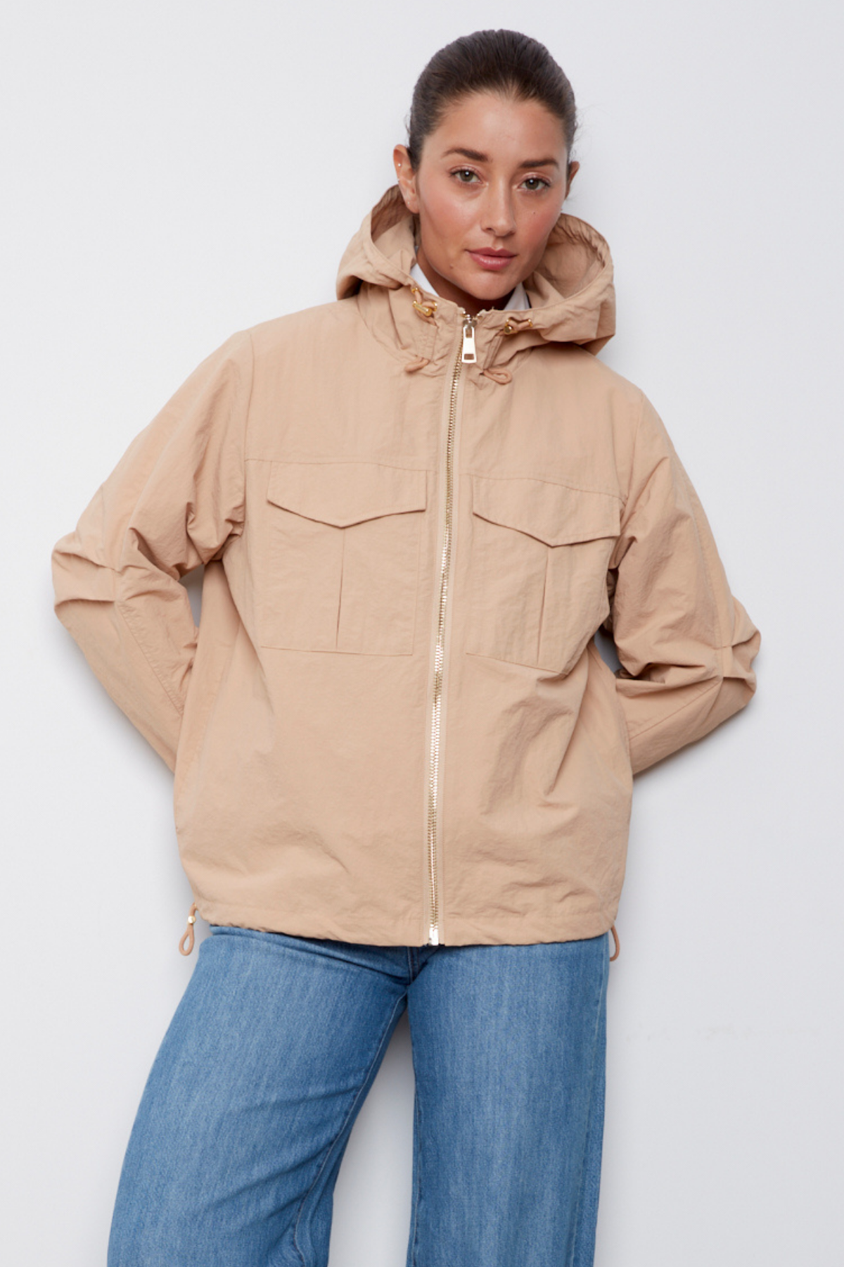 Charlie, hooded zip front windbreaker