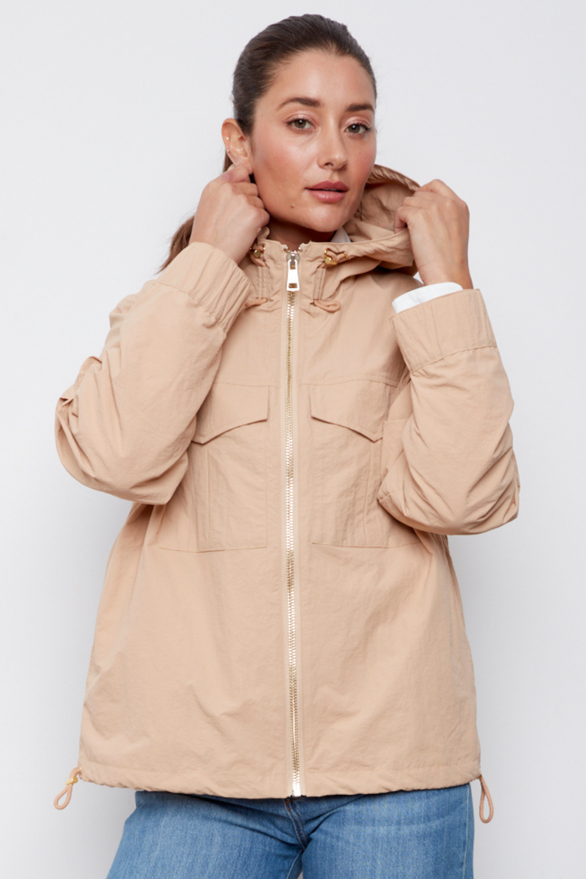 Charlie, hooded zip front windbreaker